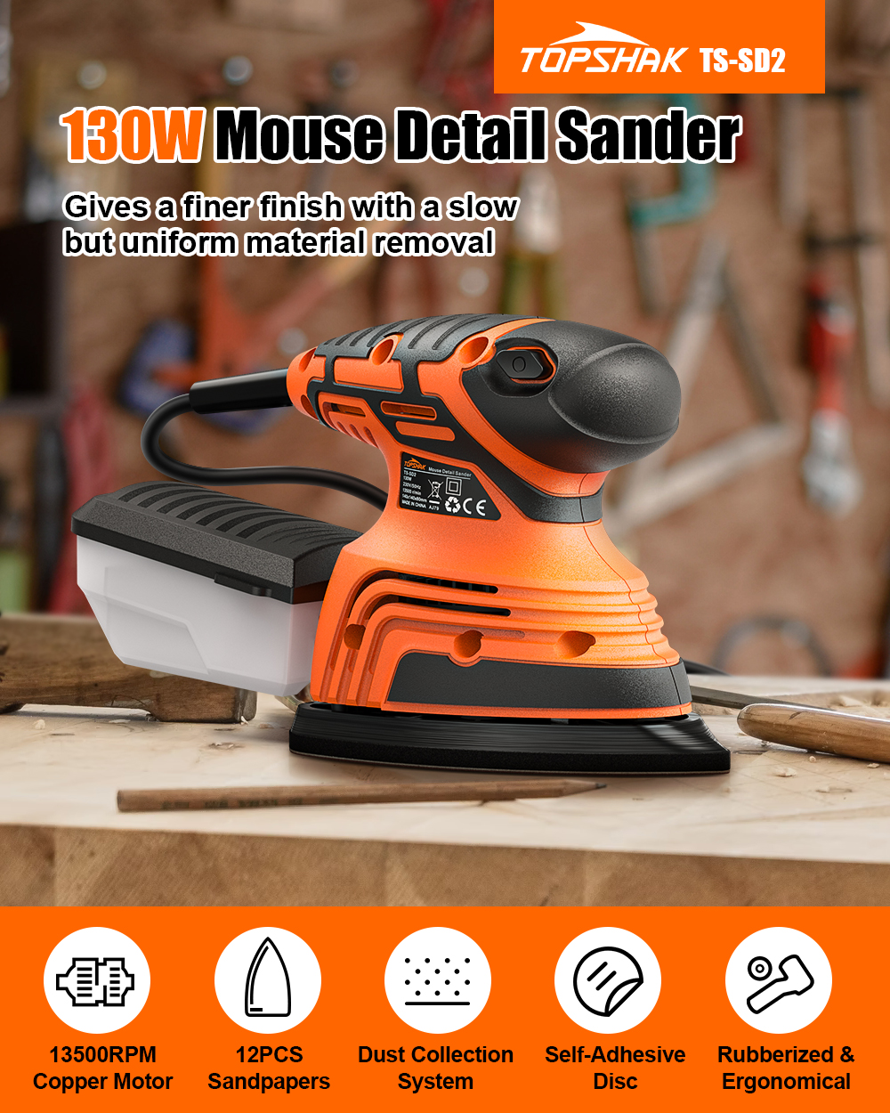 TOPSHAK-TS-SD2-130W-Mouse-Detail-Sander-Small-Sander-with-12Pcs-Sandpapers-Dust-Collection-Box-Hand--1917774-2