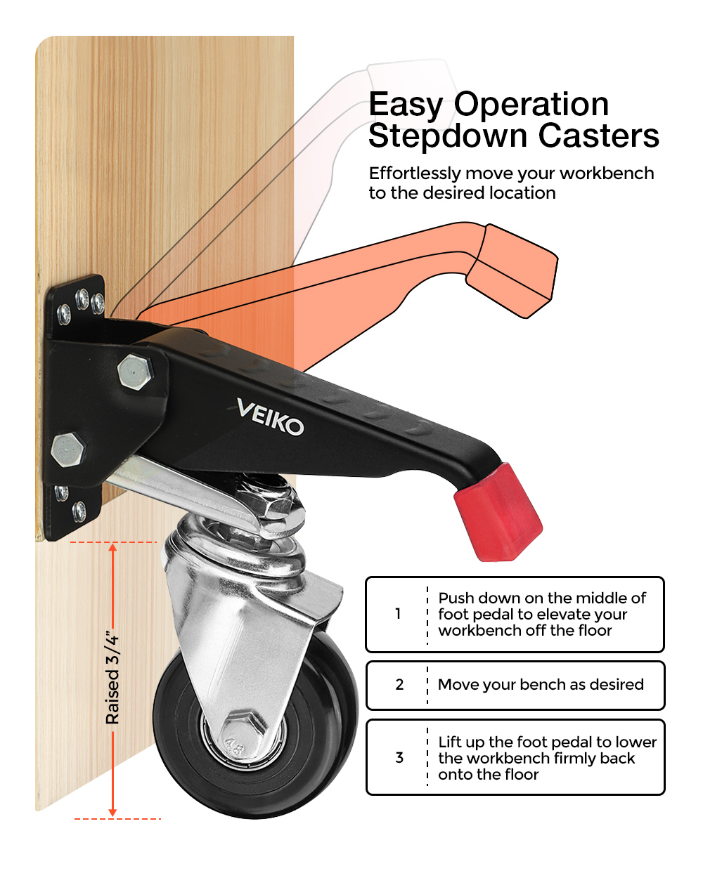 VEIKO-4PCS-Quick-Change-Workbench-Casters-Kit-Heavy-Duty-Retractable-Workbench-Casters-Wheels-660Lbs-1897937-5