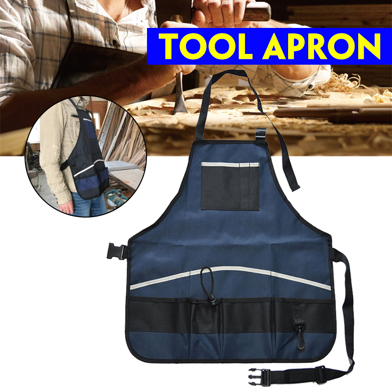 Waxed-Canvas-Work-Apron-Waterproof-Pockets-Garden-Kitchen-Tool-Woodworking-Cloth-1764292-1