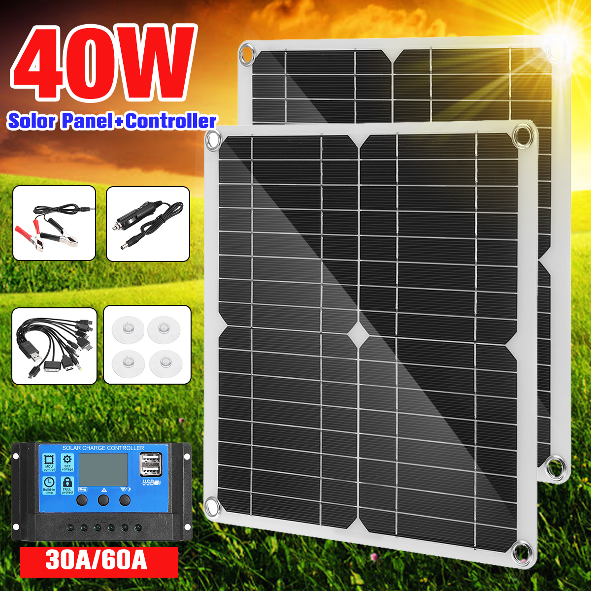 40W-Portable-Solar-Panel-Kit-Battery-Charger-Controller-Waterproof-For-Camping-Traveling-1830191-1