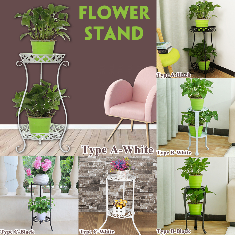 European-Wrought-Iron-Metal-Flower-Pot-Stand-Double-Floor-Plant-Rack-1634732-1