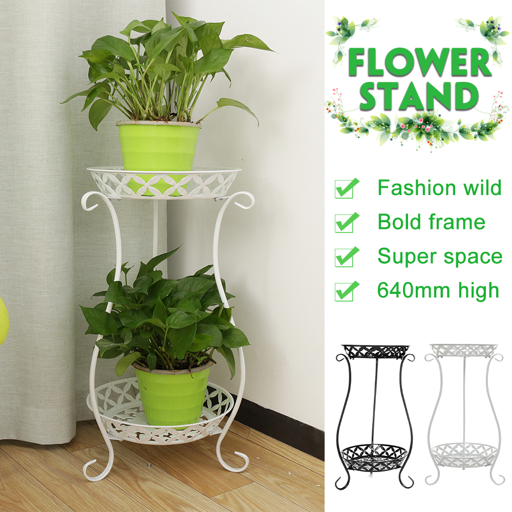 European-Wrought-Iron-Metal-Flower-Pot-Stand-Double-Floor-Plant-Rack-1634732-5