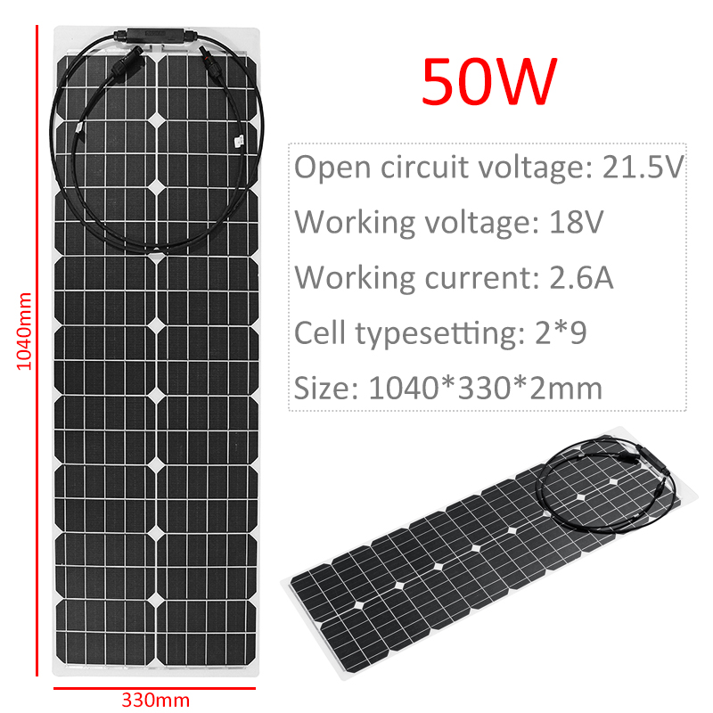 50W-18V-Solar-Power-Panel-Monocrystalline-Silicon-Semi-flexible-Home-Electricity-1446540-2