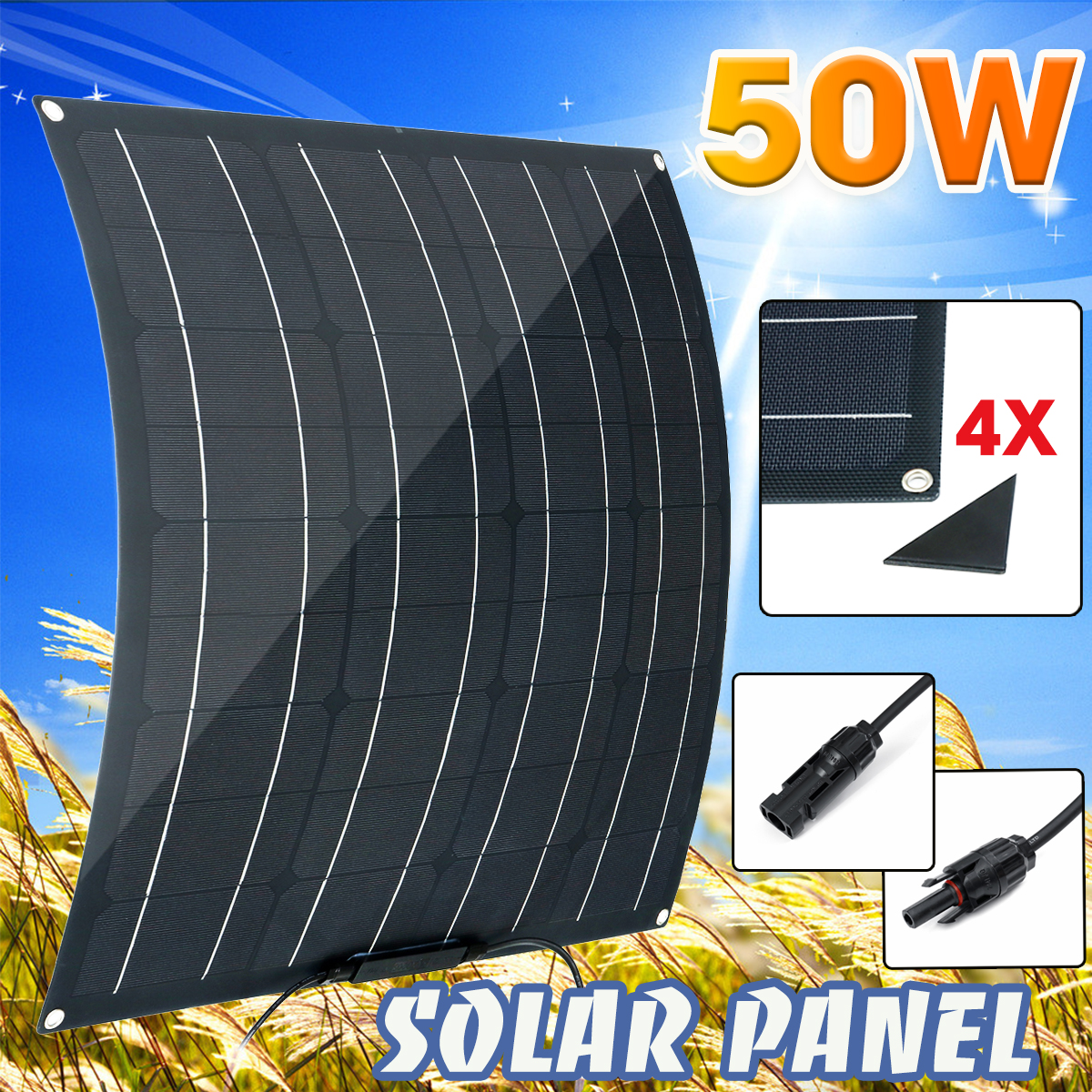 50W-Solar-Panel-Matte-Texture-Field-Vehicles-Emergency-Charger-WIth-4-Protective-Corners-1617028-2