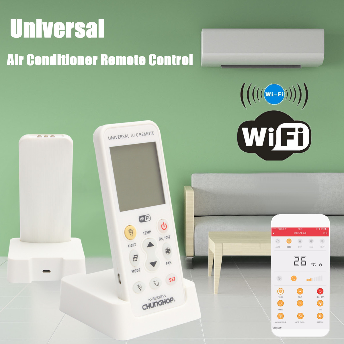 K-380EW-WiFi-Smart-LCD-Air-Conditioner-Remote-Control-with-Holder-Air-Conditioner-Transmitter-1385544-5