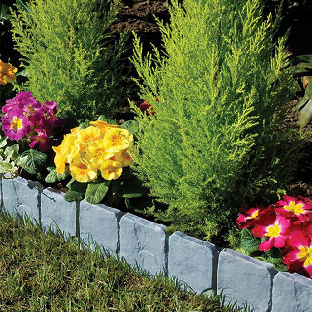 10pcs-Home-Garden-Edging-Plastic-Fence-Stone-Effect-Lawn-Yard-Flower-Plant-Border-Decorations-1510807-2