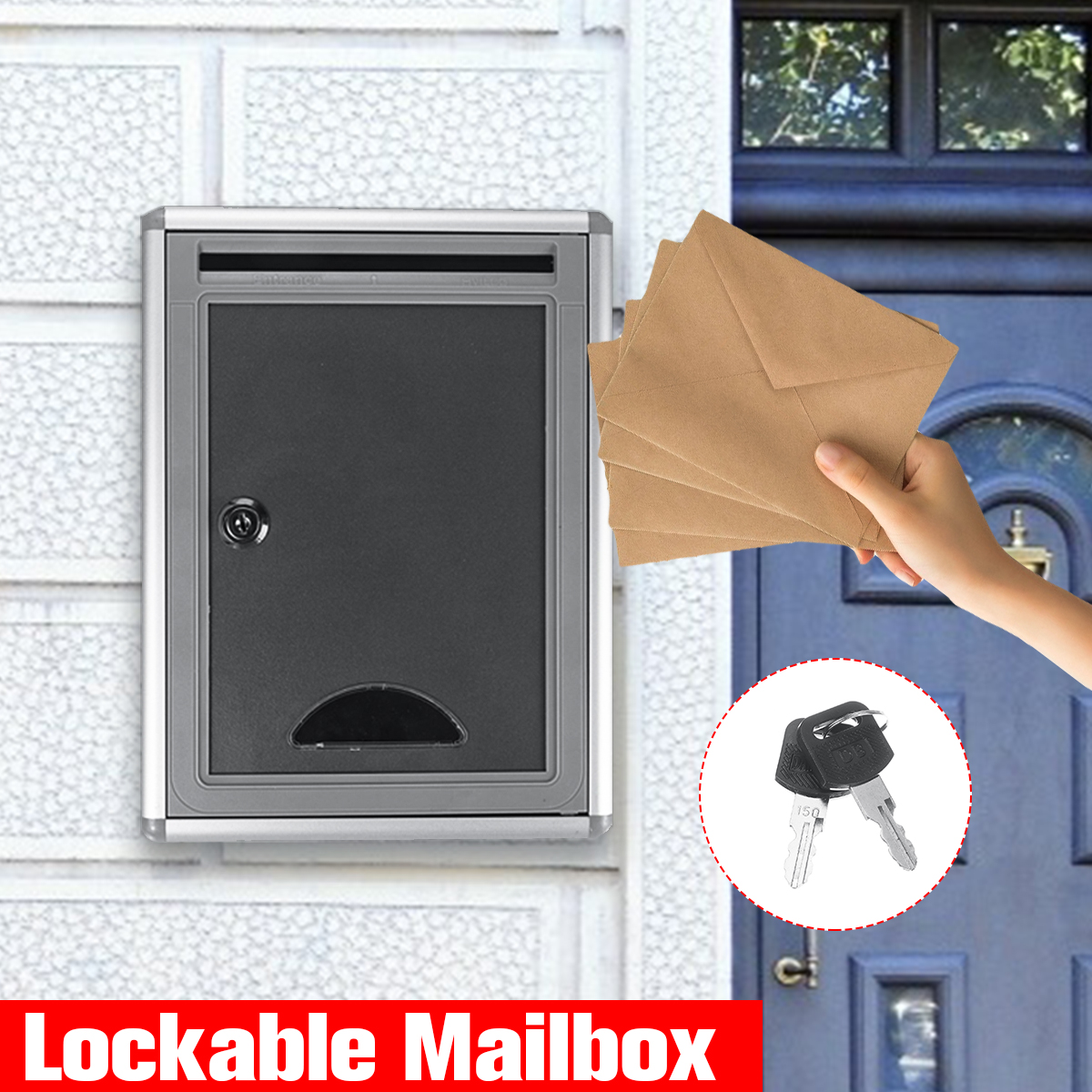 Retro-Aluminum-Mail-Letter-Post-Storage-Box-Outdoor-Lockable-Mailbox-Wall-Mount-Boxes-1798029-4