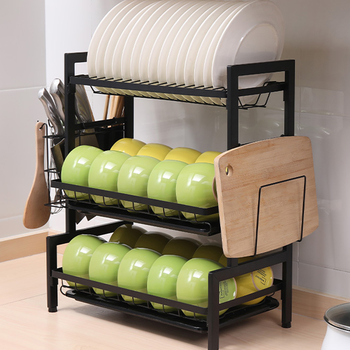 Three-tier-Kitchen-Multi-function-Storage-Rack-and-Dish-Rack-Storage-Cabinet-1911259-2
