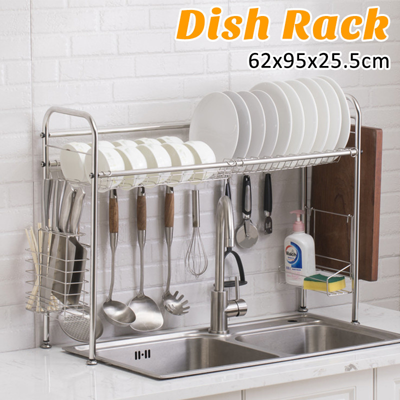 95x62x255cm-2-Tiers-Over-The-Sink-Dish-Drying-Rack-Shelf-Stainless-Kitchen-Cutlery-Holder-1697225-1