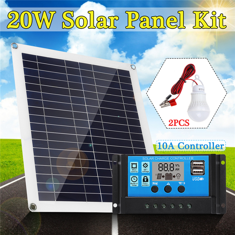 Monocrystalline-Solar-Panel-Solar-Powered-Panel-Kit-2Pcs-5W-Bulb-With-10A-Solar-Controller-1467600-2