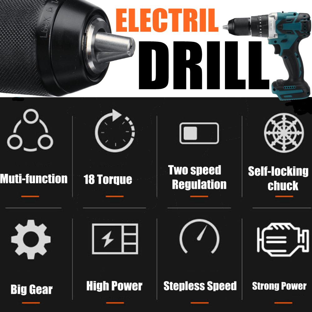 3-IN-1-18V-Brushless-Electric-Drill-Rechargeable-Two-speed-Impact-Drill-For-Makita-18V-Battery-1759771-2